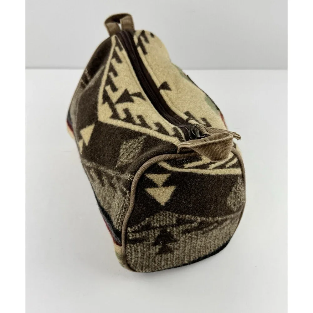 Pendleton Travel Kit Cosmetic Bag Aztec Southwestern Wool Tan Brown